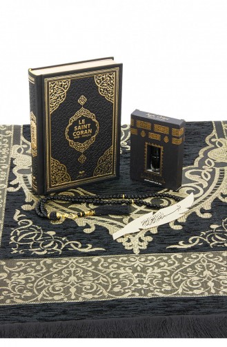 French Meaning Medina Calligraphy Quran And Prayer Mat Set Black 4897654305476 4897654305476