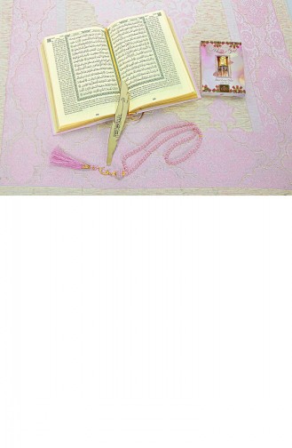 Quran With English Meaning And Medina Calligraphy And Prayer Rug Set Pink 4897654305480 4897654305480