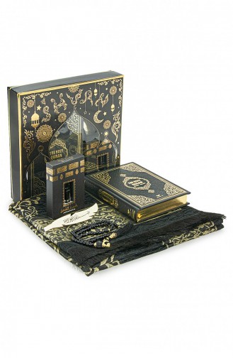 Koran Met Medina-kalligrafie Met Engelse Betekenis En Gebedsmattenset Zwart 4897654305481 4897654305481