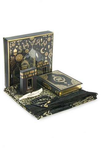 Quran With Medina Calligraphy With English Meaning And Prayer Mat Set Black 4897654305481 4897654305481