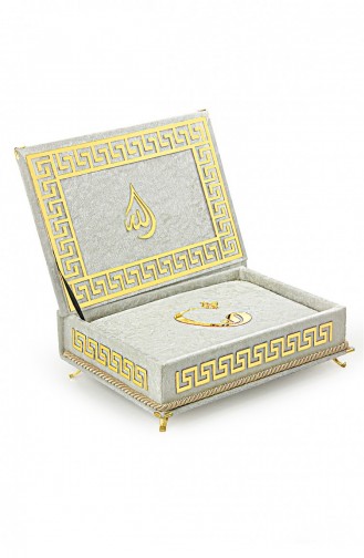 Velvet Covered Quran Set With Storage Box White 4897654305487 4897654305487