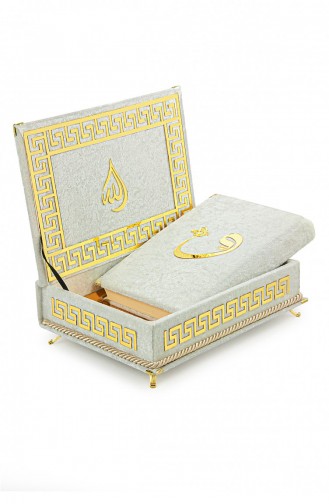Velvet Covered Quran Set With Storage Box White 4897654305487 4897654305487