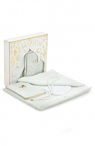Boxed Yasin Book Mitgift-Gebetsteppich-Set Aus Samt Mit Rosenkranz Weiß 4897654305510 4897654305510