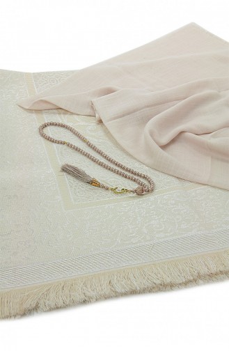طقم سجادة صلاة مهر مغطاه في علبة مع خرز صلاة كريمي 4897654305511 4897654305511
