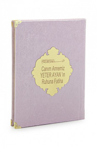 Economical Velvet Covered Yasin Book Personalized Plexiglass Medium Size Mevlit Gift Pink Color 4897654305530 4897654305530