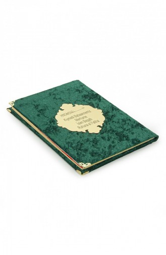 كتاب ياسين اقتصادي مخملي مغطى بزجاج شبكي شخصي متوسط الحجم هدية Mevlit لون أخضر 4897654305533 4897654305533