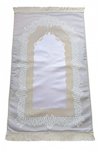 Shiny Lined Prayer Rug With Mihrab Dark Cream 4897654305578 4897654305578