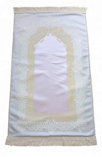 Shiny Lined Prayer Rug With Mihrab Cream 4897654305581 4897654305581