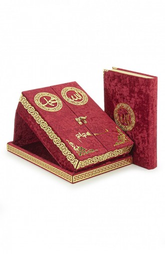 Table Top Quran Set With Double Covered Velvet Covered Chest Red 4897654305753 4897654305753