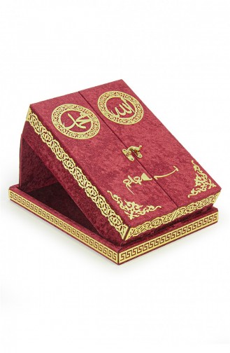 Table Top Quran Set With Double Covered Velvet Covered Chest Red 4897654305753 4897654305753