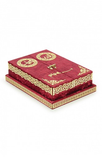 Table Top Quran Set With Double Covered Velvet Covered Chest Red 4897654305753 4897654305753