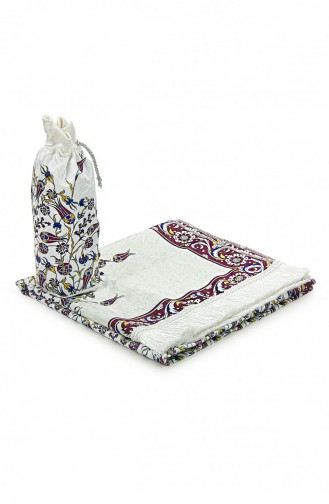 Tulip Embroidered Prayer Rug With Silk Textured Carrying Bag Red 4897654305837 4897654305837