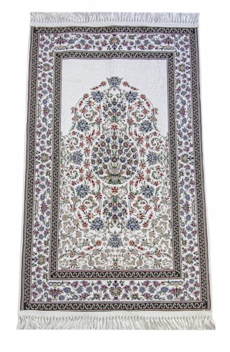 Tapis De Prière Tissé à Motifs Floraux Traditionnels Blanc 4897654305843 4897654305843