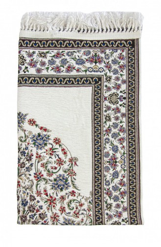 Tapis De Prière Tissé à Motifs Floraux Traditionnels Blanc 4897654305843 4897654305843