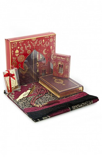 Ensemble De Tapis De Prière Coran Et Dot Cadeau Adapté à Un Lot Rouge Bordeaux 4897654305847 4897654305847