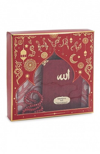 هدية مولود أحمر كلاريت مخملي مغطى بكتاب ياسين سبحة صلاة مجموعة سجادة صلاة المهر 4897654306039 4897654306039