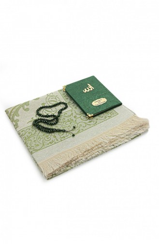 هدية مولود باللون الأخضر كتاب ياسين مغطى بالمخمل سبحة صلاة مجموعة سجادة صلاة المهر 4897654306043 4897654306043