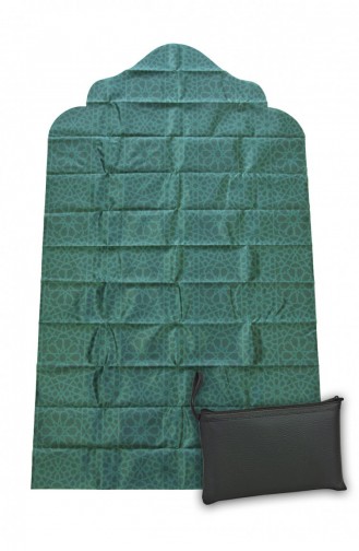 Hajj Umrah Vehicle And Travel Prayer Mat With Green Leather Bag And Non-Slip Base 4897654306366 4897654306366
