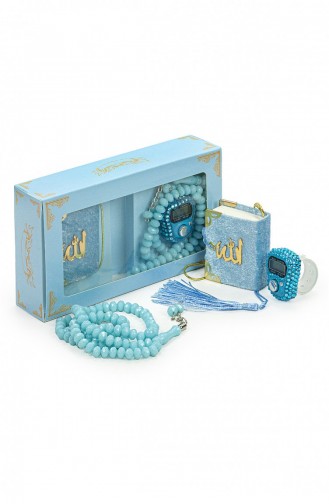 Hajj Umrah-cadeauset Met Stenen Zingen Mini-koran En Kristallen Stenen Gebedskralen Blauwe Kleur 4897654306544 4897654306544