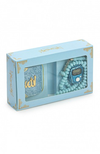 Hajj Umrah-cadeauset Met Stenen Zingen Mini-koran En Kristallen Stenen Gebedskralen Blauwe Kleur 4897654306544 4897654306544