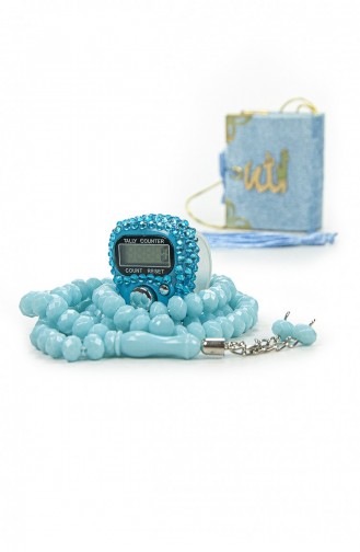 Hajj Umrah-cadeauset Met Stenen Zingen Mini-koran En Kristallen Stenen Gebedskralen Blauwe Kleur 4897654306544 4897654306544