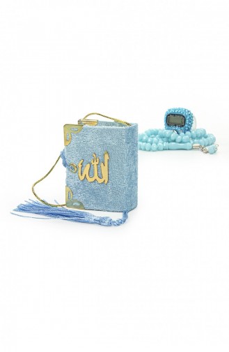 Hadsch-Umrah-Geschenkset Mit Steingesang Mini-Koran Und Kristallstein-Gebetsperlen Blaue Farbe 4897654306544 4897654306544