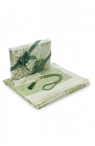 Mitgift-Gebetsteppich-Set Mit Perlen-Gebetsperlen Und Geschenkbox Passend Für Das Braut- Und Bräutigam-Paket Grün 4897654306660 4897654306660