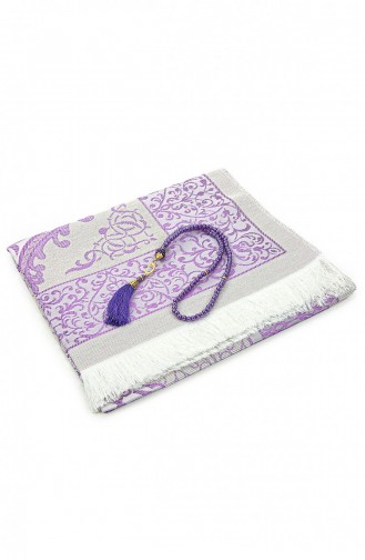 Dowry Prayer Rug Set With Pearl Prayer Beads And Gift Box Suitable For The Bride And Groom`s Package Purple 4897654306662 4897654306662