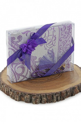 Dowry Prayer Rug Set With Pearl Prayer Beads And Gift Box Suitable For The Bride And Groom`s Package Purple 4897654306662 4897654306662