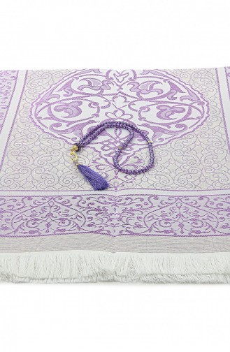 Dowry Prayer Rug Set With Pearl Prayer Beads And Gift Box Suitable For The Bride And Groom`s Package Purple 4897654306662 4897654306662