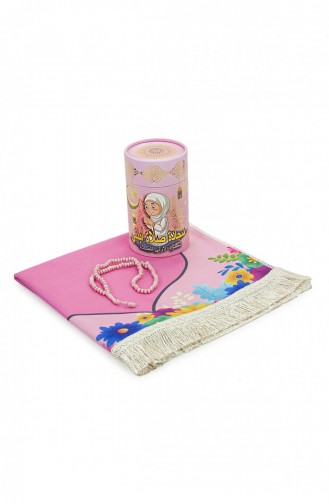 Cylinder Boxed Prayer Beads And Name-Customized Embroidery Children`s Prayer Rug Set Pink 4897654306854 4897654306854