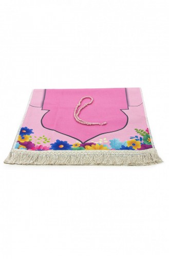 Ensemble De Tapis De Prière Pour Enfants En Boîte Cylindrique Avec Perles De Prière Et Nom Brodé Personnalisé Rose 4897654306854 4897654306854