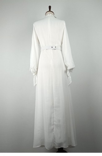 فستان شيفون بتفاصيل ثنيات أبيض 7841 1178