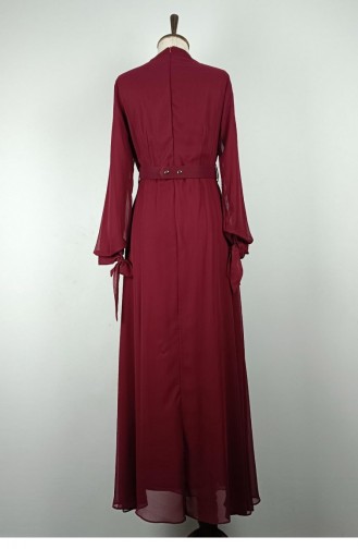 Robe Drapée En Mousseline De Soie Détaillée Rouge Claret 7841 1179