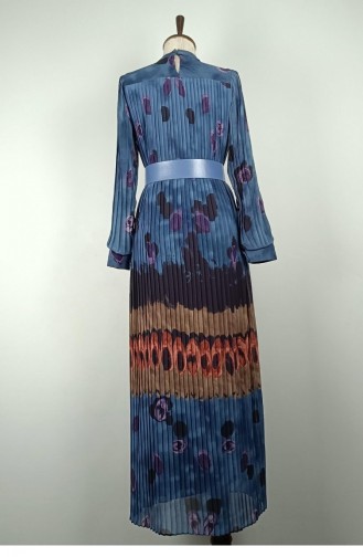 Plissiertes Chiffonkleid Blau 7686 1186