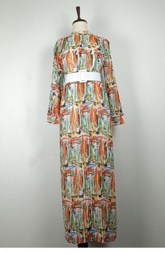 Geplooide Chiffon Jurk Oranje 7686 1187