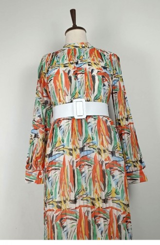 Geplooide Chiffon Jurk Oranje 7686 1187