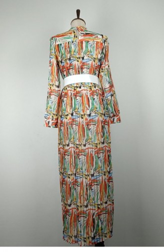 Geplooide Chiffon Jurk Oranje 7686 1187