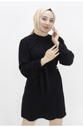 تونيك بتصميم قماش كريستالي للحجاب 24003-01 لون أسود 24003-01