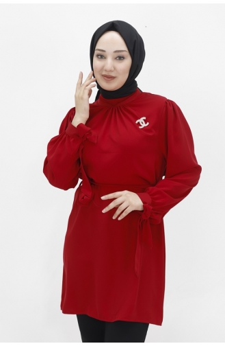 Kristallstoffbrosche Hijab-Tunika 24003-02 Rot 24003-02