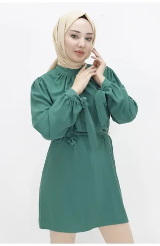 Crystal Fabric Brooch Hijab Tunic 24003-04 Emerald Green 24003-04