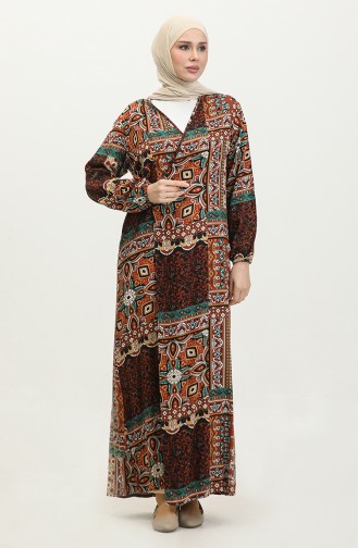 فستان الصلاة من رباط من جنب  4483G-01 قرميدي 4483G-01