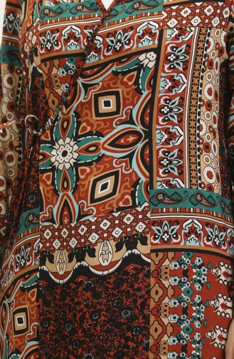 فستان الصلاة من رباط من جنب  4483G-01 قرميدي 4483G-01