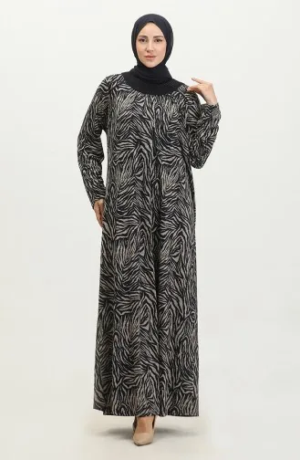 Großes Steingemustertes Viskosekleid 4430B-02 Marineblau 4430B-02