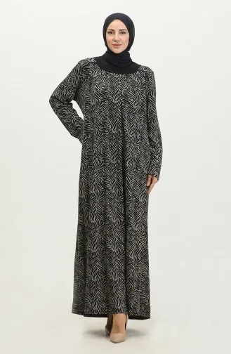Robe Viscose à Motifs Pierres Grande Taille 4430G-02 Bleu Marine 4430G-02