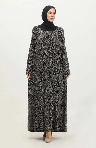 Robe Viscose à Motifs Pierres Grande Taille 4430G-02 Bleu Marine 4430G-02