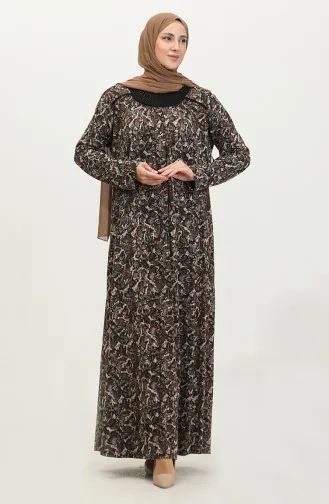Robe Viscose à Motifs Pierres Grande Taille 4430J-02 Vison Noir 4430J-02