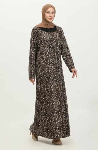 Robe Viscose à Motifs Pierres Grande Taille 4430J-02 Vison Noir 4430J-02