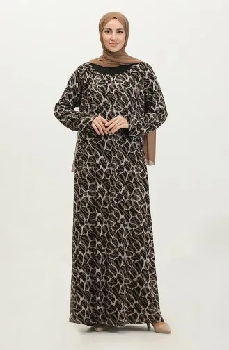 Robe Viscose à Motifs Pierres Grande Taille 4430N-02 Vison Noir 4430N-02