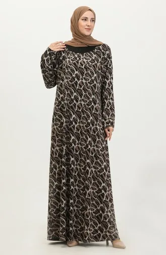 Robe Viscose à Motifs Pierres Grande Taille 4430N-02 Vison Noir 4430N-02